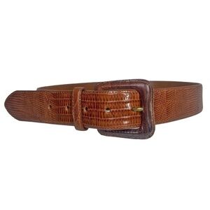 POLO RALPH LAUREN Genuine Lizard Belt Sz. 28 Brown USA Made 1.5" Width #B1312